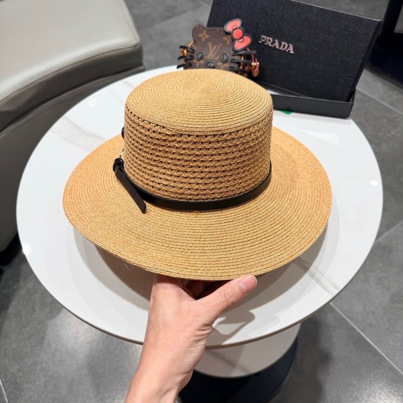 Prada Flat-Top Straw Hat, Head Circumference 57 cm - Picture 2 of 8